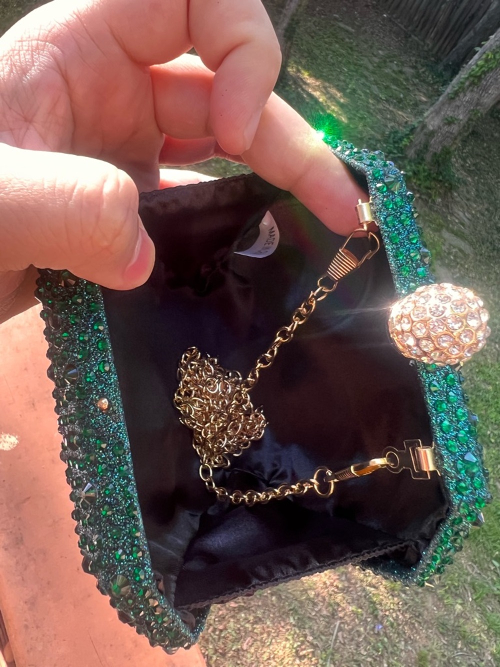 Emerald Green Jeweled Evening Clutch - Picture 5 of 5